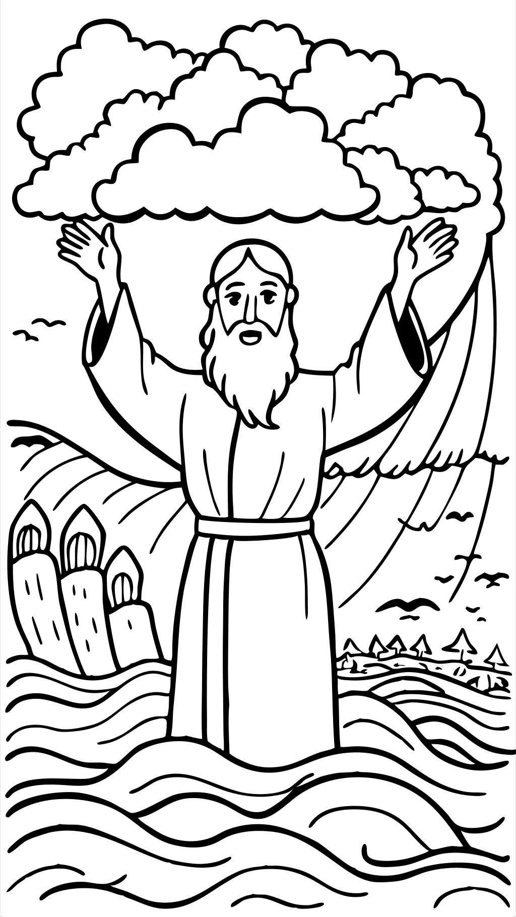 moses red sea coloring page